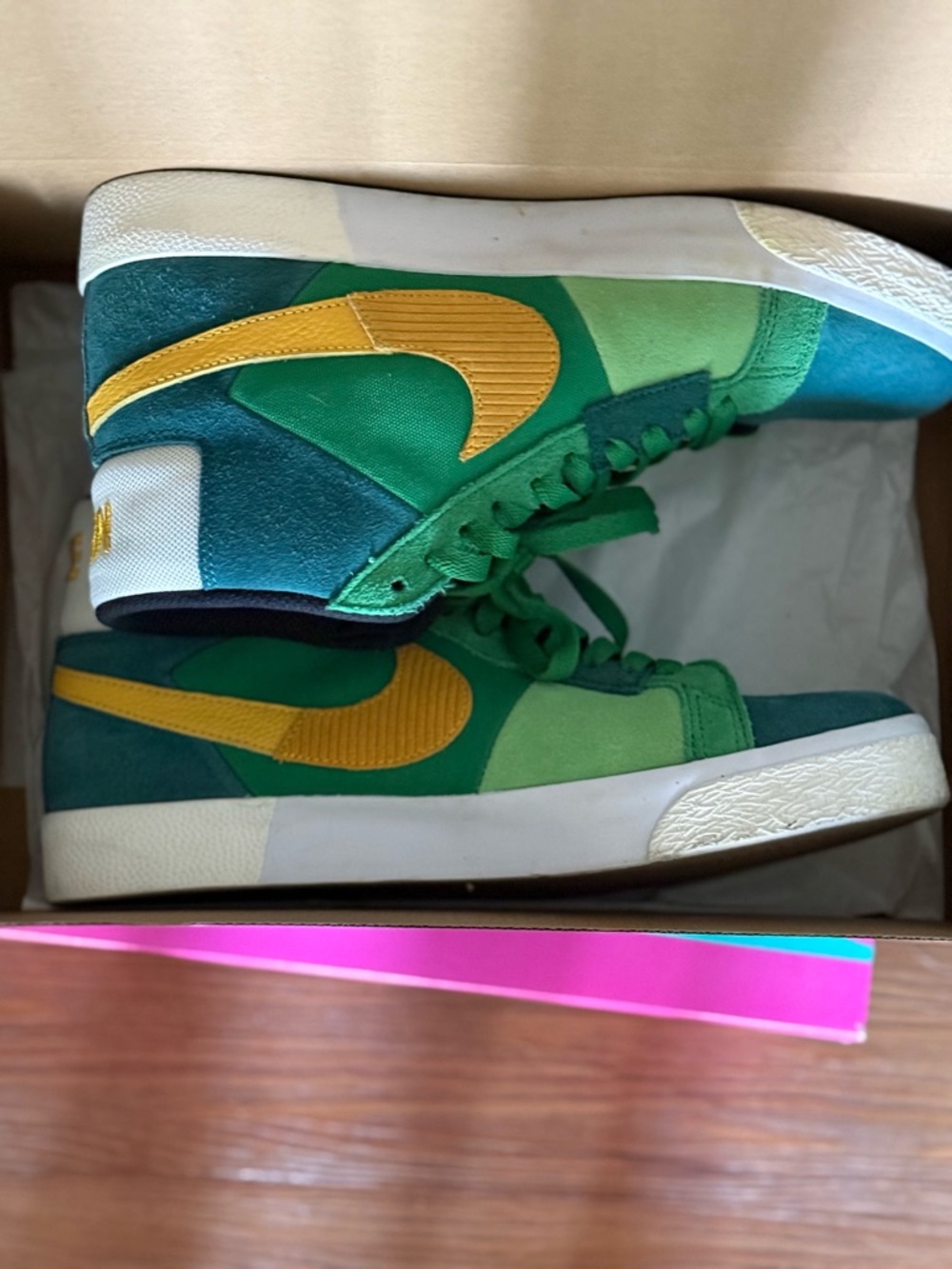 Nike Blazer Mid Green Yellow Suede Sneakers Men’s Size __ Rare Colorway - Picture 5 of 5